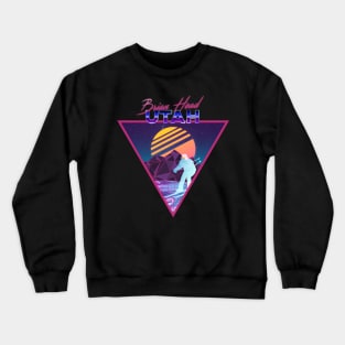 Retro Vaporwave Ski Mountain | Brian Head Utah | Shirts, Stickers, and More! Crewneck Sweatshirt